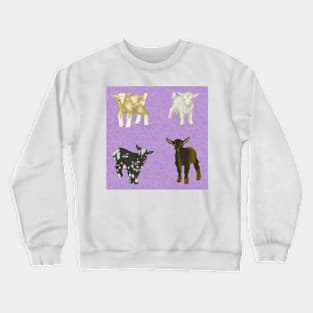 Baby Goats Pattern Purple Crewneck Sweatshirt